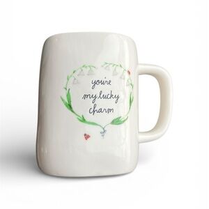 NEW Rae Dunn You're My Lucky Charm Mug St. Patrick's Day Ladybug Flowers Heart